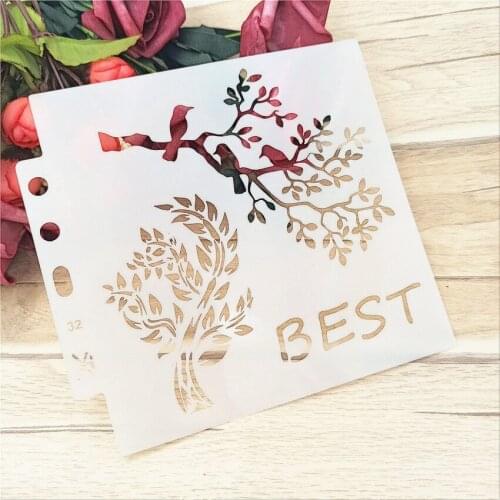 14.1*13cm bird branches stencils Cover template spray plastic mold shield DIY cake hollow Embellishment printing lace ruler