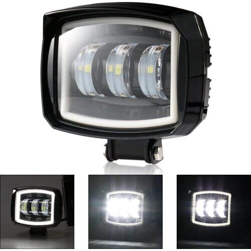 Universal Motorcycle LED Fog Lights Vintage Motorbike Scooter Motocross Front Headlight Auxiliary Lamp Square Additional Light