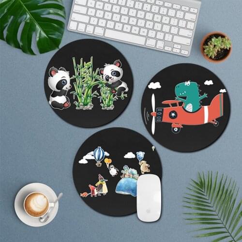 22x22cm Waterproof Leather Desktop Mouse Pad Cute Cartoon and Round Shape for Notebook Desktop Computer Mouse Pad