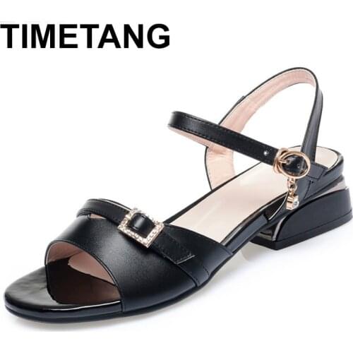 TIMETANGladies roman sandals 2020 summer new dress sandals women thick heel comfortable big size 41 42 43 women sandals
