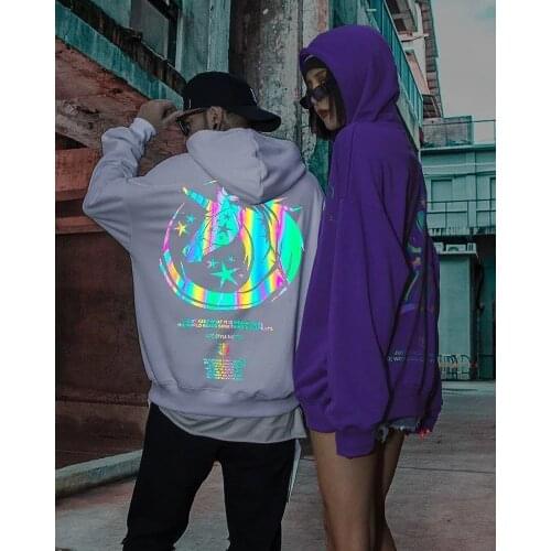 Women Sweatshirts With Hoodies Reflective Korean Fashion Wild Loose Oversized Blouse Hip Hop Harajuku y2k Genshin Mpact Anime