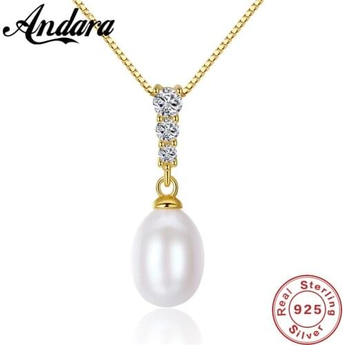 2018 New 8-9mm Freshwater Pearl Pendant Necklace S925 Sterling Silver Fashion Woman Single Necklace Jewelry