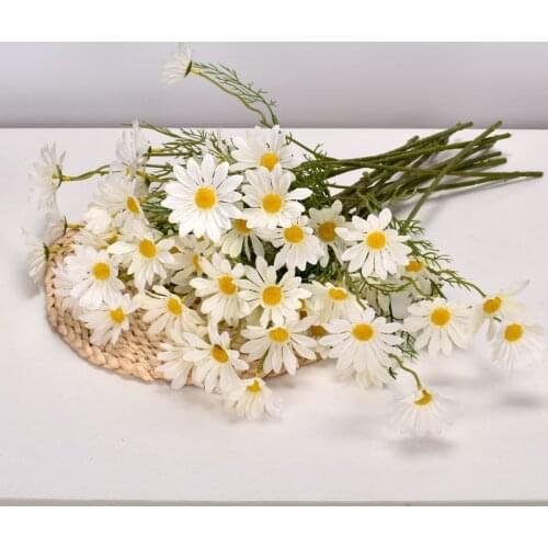 1/PC White Daisy Artificial Flower Bouquet Family Wedding Garden Living Room Bedroom Home Autumn Decoration DIY Green Office