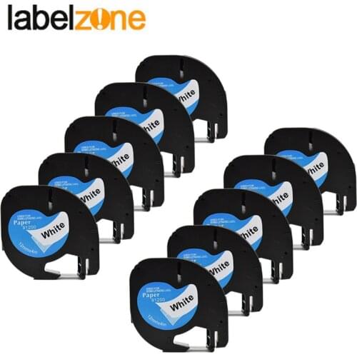 10pcs Balck on White 91200 Paper Label Tape Compatible Dymo Letratag LT91200 Label Ribbon 91330 91220 59421 for DYMO Printers