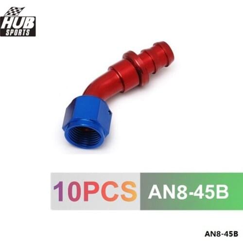 10pcs /set 45 Degree AN-8 Aluminum Oil cooler Hose Fitting 8 AN Fuel Push-On Hose End fittings Adaptor HU-AN8-45B