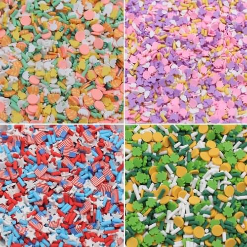 100g/Lot Multi Pastel Carrot Tulip Butterfly Clay Sprinkles Mixture Soft Pottery Cutter for Decoration DIY Crafts