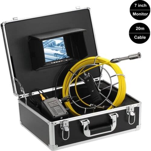 20M Fiberglass Cable Waterproof Industrial Endoscope Inspection System 7" LCD Monitor 12Pcs White LED Lights