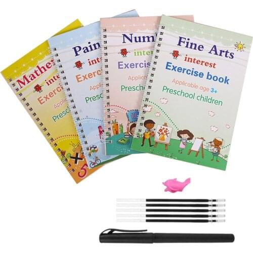 4 Copybooks/Set Children Handwriting Practice Copybook Magic Writing Copybook For Kids English Version Of calligraphy books Toys
