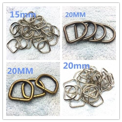 5pcs Pack 15mm/20mm(0.6''/1''inch)(ID) Non-Welded Metal Dee Rings Nickel Plated Buckle D-Rings Handbag Hardware Accessories