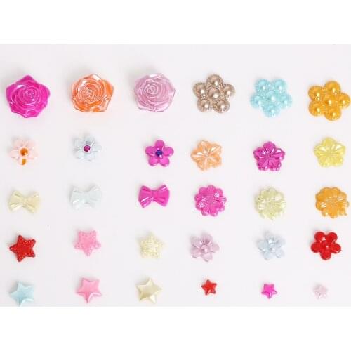 Mixed Color 50-200Pcs Craft ABS Flower Imitation Pearls Resin Scrapbook Beads Decorate Diy Cloth Decoration