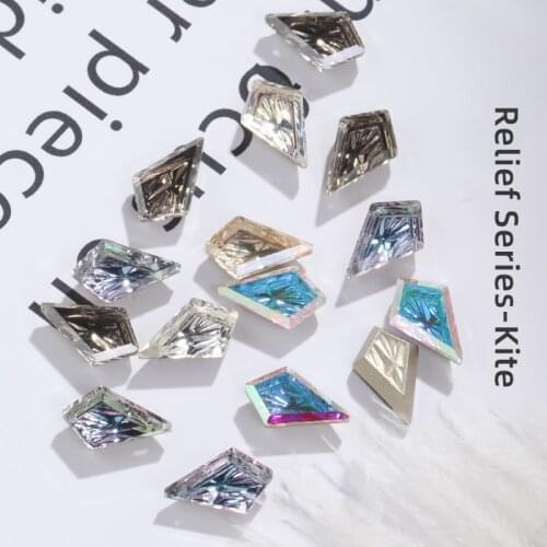 8x13mm Glue On Rhinestones Nail Accessories New Design Engraving Bottom Glue On Nail Stones DIY Crafts Glass Strass