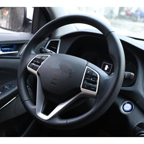 For Hyundai Tucson 2015-2020 Carbon Fiber Color Steering Wheel Switch Button Sequins Cover Interior Decoration Trim Accessories