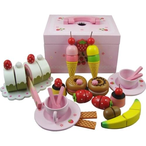 Mother garden children girls boys wooden toy play house puzzle game tea sets child wood kitchen toys set