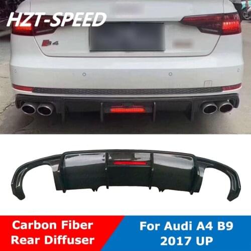 Carbon Fiber Rear Lip Spoiler Bumper Diffuser With LED Light For Audi A4 B9 S-line S4 Car Body Kit 2017 Up