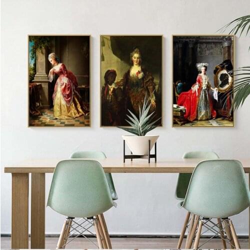 Home Decoration Wall Art Canvas Poster Print Canvas Paintings The whole body portrait of the European Court oil painting lady