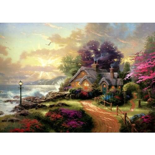 Photography Backdrops Photocall Oil Paintings Seaside House Vinyl Photo Background for Photo Studio Portrait Children Photophone