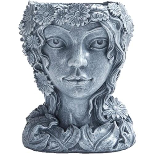 Resin Flower Pot Vase Face Sculpture Elegant Decorative Cactus Planter Hand Painting Pots for Indoor Outdoor