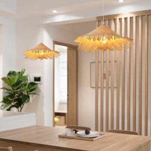Chinese Bedroom Pendant Lamp Creative Hand-woven Bamboo Pendant Light Clothing Store Bar Counter Restaurant Decoration Lighting