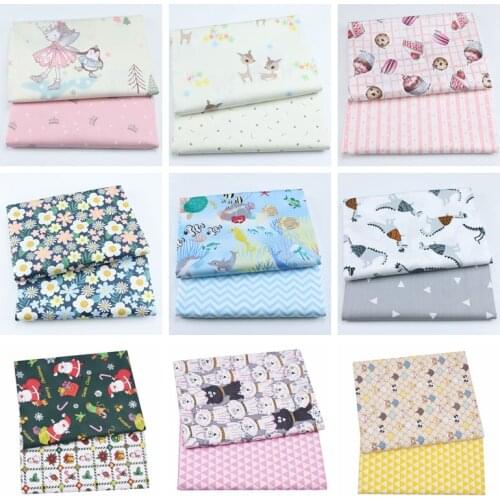 2PCS 50x40cm Floral Deer Animals 100% Cotton Baby Child Fabric,Sewing Quilting BedSheet Fat Quarters Textile Fabric