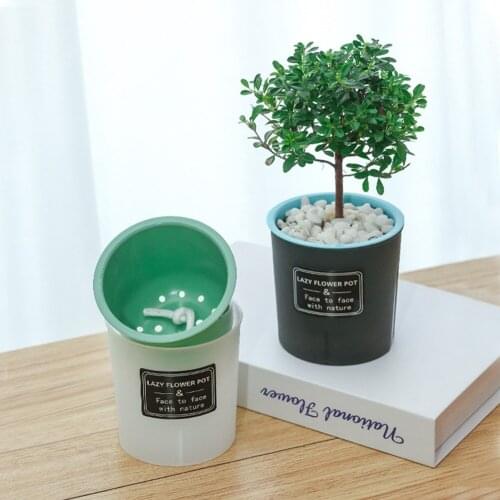 1PCS Watering Planter Pot Round Resin Flower Pot Self-absorbent And Fleshy Root Control Plastic Pot Lazy Flower Pot