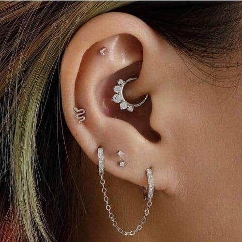 Minimalist Delicate 100% 925 Sterling Silver Small Tiny Snake Stud Earring Girls Second Hole Multi Piercing Cute Animal Jewelry