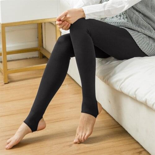 Fashion Women Winter Heat Fleece Warm One Piece Pants Hight Waist Leggings Solid Color Comfortable Keep Warm Stretchy Legging