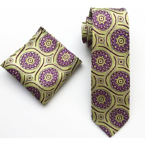8cm Classic Mens Ties Set Floral Pattern Necktie with Handkerchief