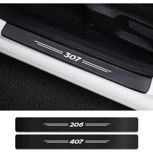 4PCS Car Door Sill Scuff Plate Decor Sticker For Peugeot 307 206 308 407 207 3008 208 508 2008 301 408 607 4008 5008 Accessories