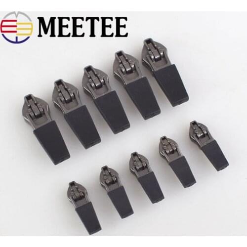 Meetee 10/20pc 3# 5# Anti-loading Waterproof Zippers Sliders Reverse Installation for Invisible Nylon Zipper Bag Jacket Zip Head