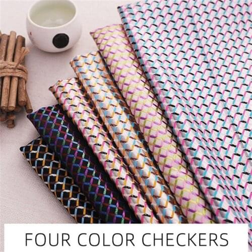 NW104 High Quality Nylon Fabric Four-color Checkers Womens Childrens Shirt with Satin Fabric Brocade DIY Sewing Materials