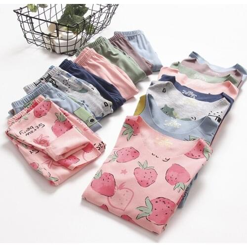 Autumn Boys Girls Pajamas Children Thermal Underwear Pyjamas Kids Cartoon Pijamas Baby Boys Clothes Sets For 2 4 6 8 12 Years