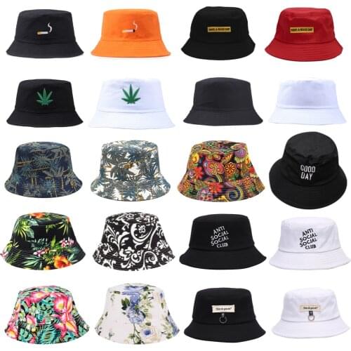 21 Styles Letter Embroidery Foldable Bucket Hat Unisex Outdoor Cotton Fishing Hunting Cap