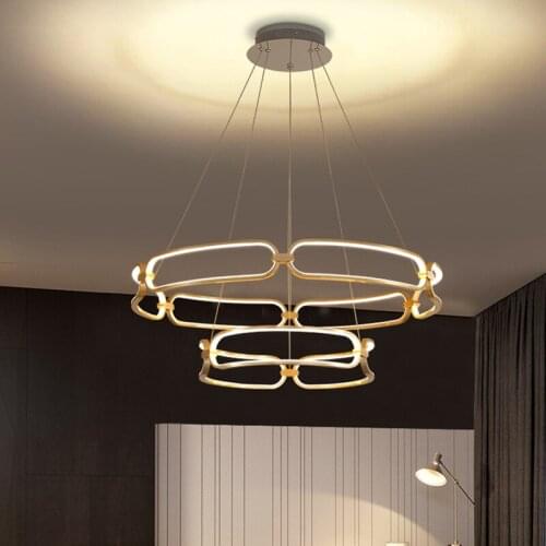 Postmodern minimalist Nordic lamps light luxury living room dining room bedroom model room designer ring Pendant Lights LX110901