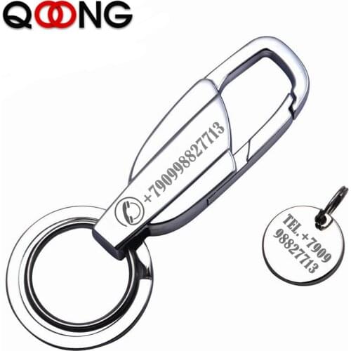 QOONG Custom Lettering Men Car Key Chain Creative Ultra Lightweight Keychain Luxury Hanging Key Rings Tool Fathers Day Gifts Y09