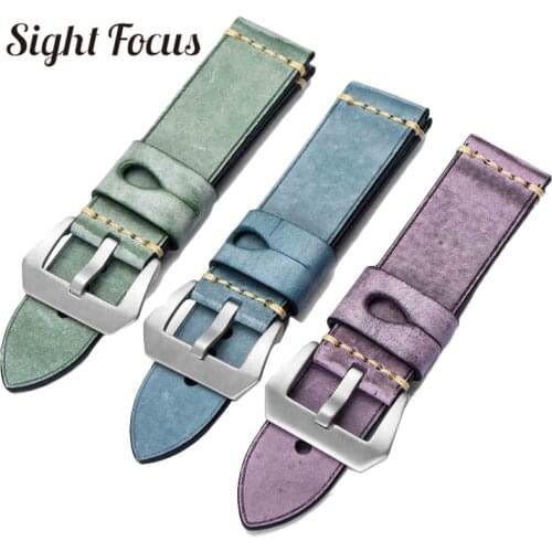 20 22 24 26mm Vegetable Tanned Watch Band Leather Strap For Pam Tudor Garmin Watchband Bracelet Watch Straps Belt wWide Keeper