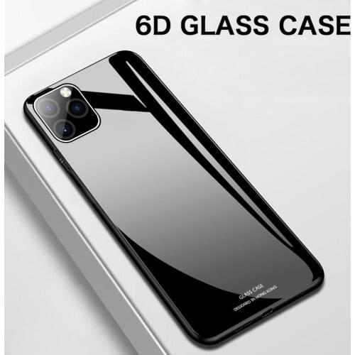 Luxury Plain Glass Phone Case For iPhone 12 11 Pro max SE XSmax XR XS X 8 7 6 Plus Protection Cover
