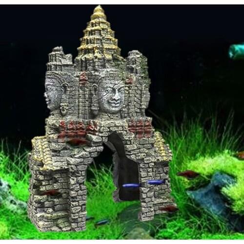 Ancient Cambodian Erawan Statue Fish Tank Landscaping Ornament Simulation Crafts Aquarium Decorations Fish Hiding Place Decor