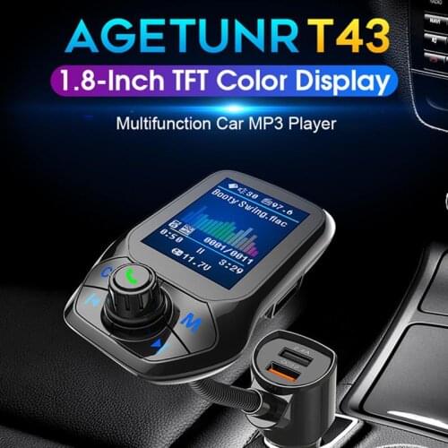 T43 Bluetooth 5.0 FM Transmitter MP3 Music Player 1.8inch TFT Color Display Bluetooth Car Kit Handsfree USB Quick Charge
