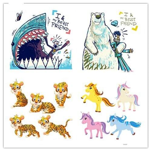 Cartoon Animal Iron on Patches for Clothes Cute Patch for Clothing DIY Appliques Heat Transfers for Clothes Stickes I
