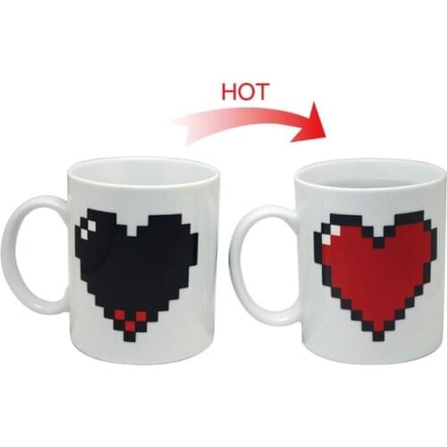 Heat Pixel Magic Temperature Changing Cup Color Changing Mugs Heat Sensitive Handgrip Coffee Tea Milk Mugs Love Gifts