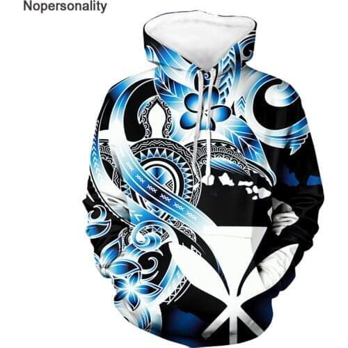 Nopersonality Wear Tops Womens Polynesian Plumeria Print Streetwear Hip Hop Hoodies Teenagers Hoodies Autumn Oversize Pullover