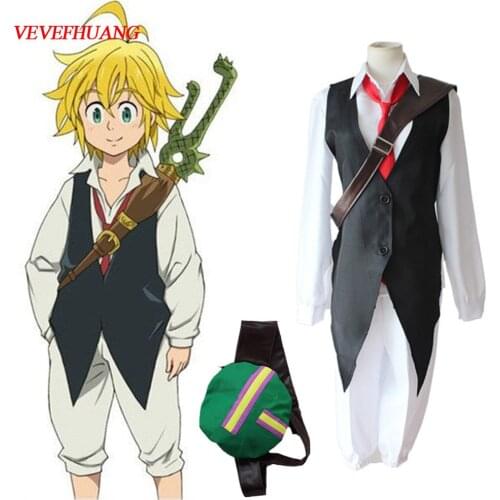 VEVEFHUANG Anime The Seven Deadly Sins Cosplay Meliodas Dragons of Wrath Costume Full Set Uniforms Xmas Halloween Dance Party