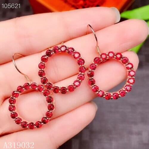 KJJEAXCMY boutique jewelry 925 sterling silver inlaid natural garnet gemstone female necklace pendant earrings set support detec