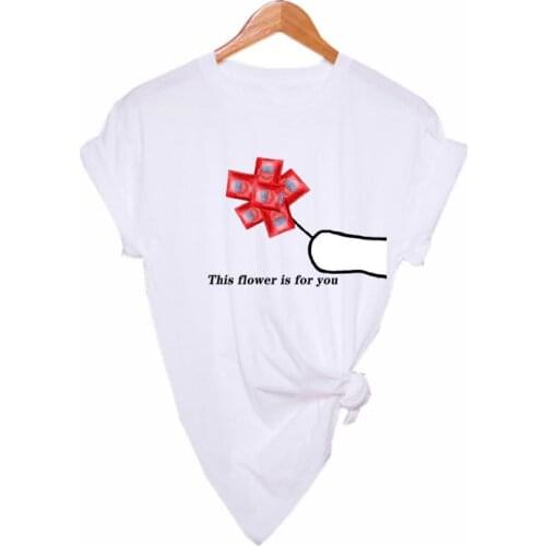 Womens clothing spring summer casual womens clothing funny spoof condom printed long sleeve T-shirt womens Fashion Top XXL