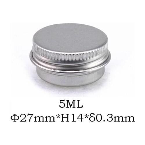 100PCS/LOT Free shipping 5ml 27*14mm aluminium jars cream jars with screw lid 5g aluminum tins, aluminum lip balm container