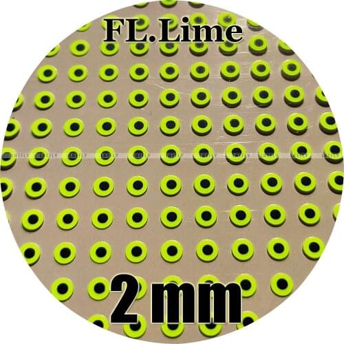 2mm Flat FL.Lime / Wholesale 700 Flat Eyes, Fly Tying, Jig Tying, Lure Making, Spinnerbaits