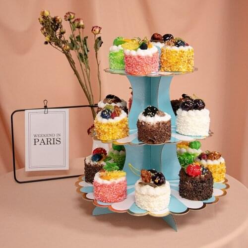 3 Tier Folding Cupcake Stand Fruit Cake Dessert Display Tower Tree Rack Plate Birthday Baby Shower Reception Afternoon Tea Party