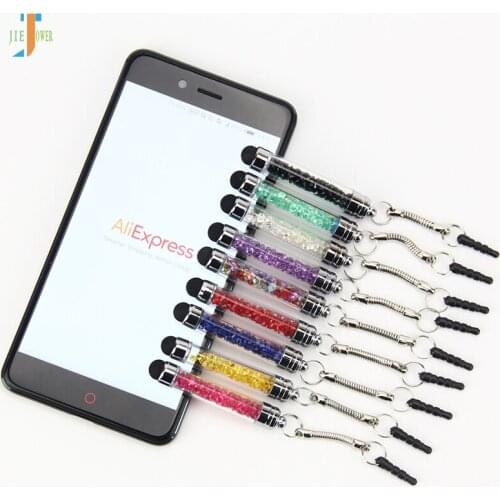 500pcs/lot High Sensitive Portable Mini Diamond Crystal Capacitor Touch Pen for Iphone IPad Mobile Phone PC Tablet Wholesale