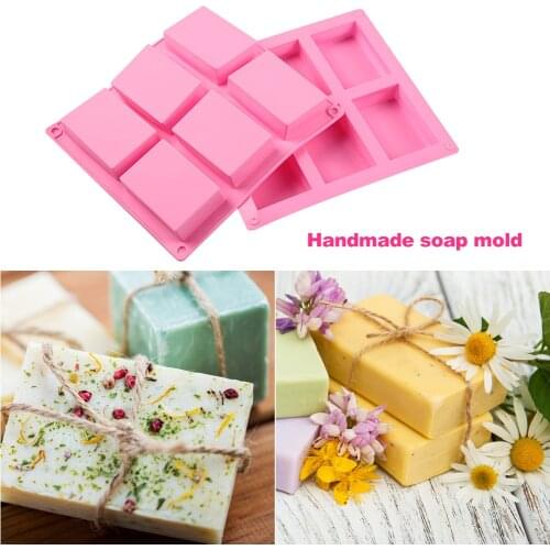 6 Grids Long Silicone Handmade Soap Mold for Making Soaps 3D Plain Soap Mold Rectangle DIY Craft Handmade Soap Form Tray Moulds