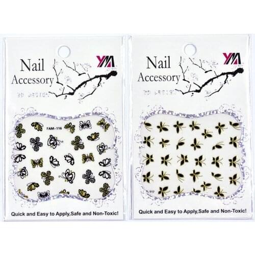 60Sheets Ultrathin 3D Nails Art Sticker Gold Black Rose korean Wraps Tips Sticker Fingernails Accessories/FAM106-135#30designs